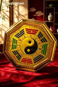 Large Golden Eight-Trigram Feng Shui Mirror, TAIJIDONGFANG Spiritual Talisman