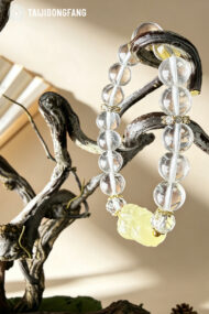 Natural Clear Quartz & Yellow Jade Pixiu Bracelet, Lucky Feng Shui Gift for Good Fortune