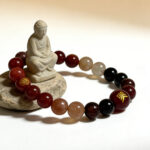 Natural Red Agate & Sunstone Beaded Bracelet, Lucky Feng Shui Gift for All Genders