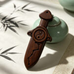 Premium Lightning-Struck Wood Seven-Star Bagua Mini Sword, Feng Shui Protection Amulet