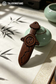 Premium Lightning-Struck Wood Seven-Star Bagua Mini Sword, Feng Shui Protection Amulet