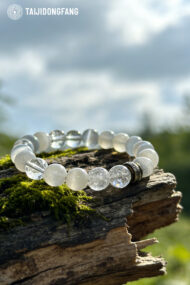 Premium Moonstone & Clear Quartz Beaded Bracelet, Feng Shui Calm & Protection Amulet