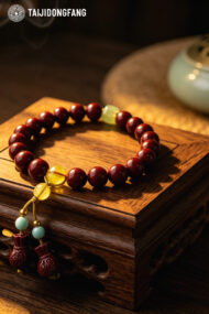 Lucky Cinnabar Fortune Bag Bracelet, Negative Energy Warding & Prosperity Wristwear