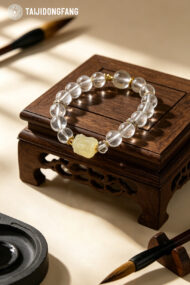 Natural Clear Quartz & Yellow Jade Pixiu Bracelet, Lucky Feng Shui Gift for Good Fortune - Image 3