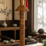 Premium Peach Wood Bagua Seven-Star Sword, Feng Shui Protection & Home Blessing Decor