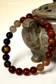 Natural Red Agate & Sunstone Beaded Bracelet, Lucky Feng Shui Gift for All Genders - Image 3