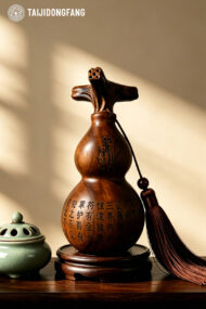 Hand-Carved Bagua Wu Lou with Tassel, TAIJIDONGFANG Traditional Chinese Spiritual Ornament