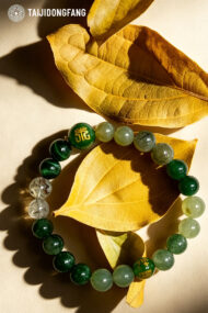Five Elements Wood Tone Crystal Bracelet, Career Growth & Good Luck Feng Shui Wristwear