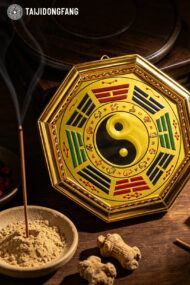 Large Golden Eight-Trigram Feng Shui Mirror, TAIJIDONGFANG Spiritual Talisman - Image 2