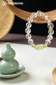 Natural Clear Quartz & Yellow Jade Pixiu Bracelet, Lucky Feng Shui Gift for Good Fortune - Image 2