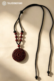 Premium Cinnabar Swastika Dharma Wheel Pendant, Feng Shui Protection & Blessing Amulet - Image 3