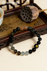 Premium Five Gods of Wealth Obsidian Beaded Bracelet, Feng Shui Protection & Luck Amulet - Image 3