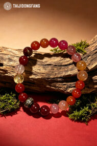 Premium Red & Pink Multi-Gemstone Beaded Bracelet, Feng Shui Love & Prosperity Amulet